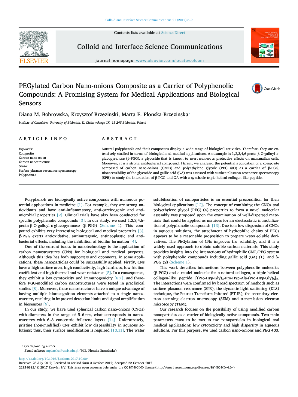 PEGylated Carbon Nano-onions Composite as a Carrier of Polyphenolic Compounds: A Promising System for Medical Applications and Biological Sensors