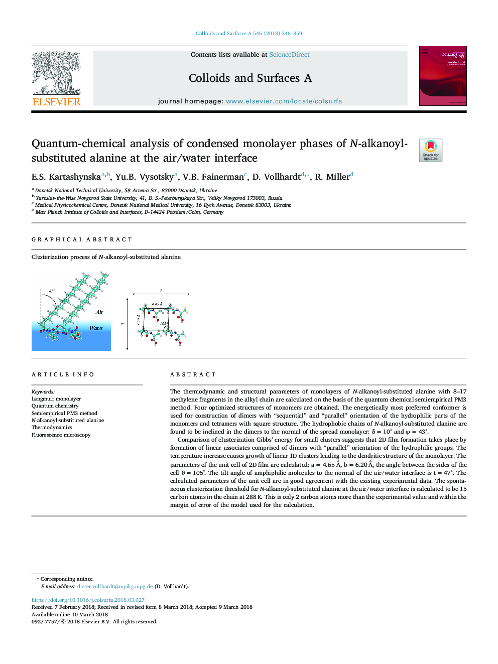 Quantum-chemical analysis of condensed monolayer phases of N-alkanoyl-substituted alanine at the air/water interface