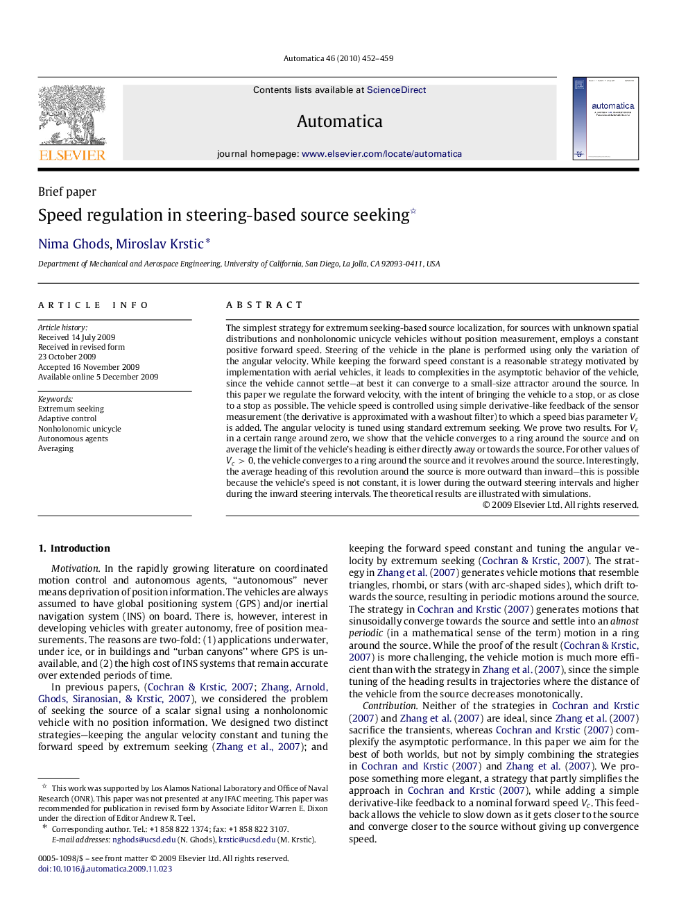 Speed regulation in steering-based source seeking 