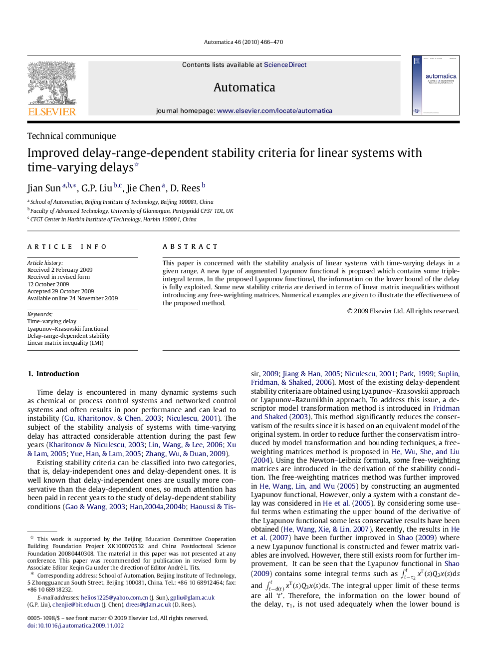 Improved delay-range-dependent stability criteria for linear systems with time-varying delays 