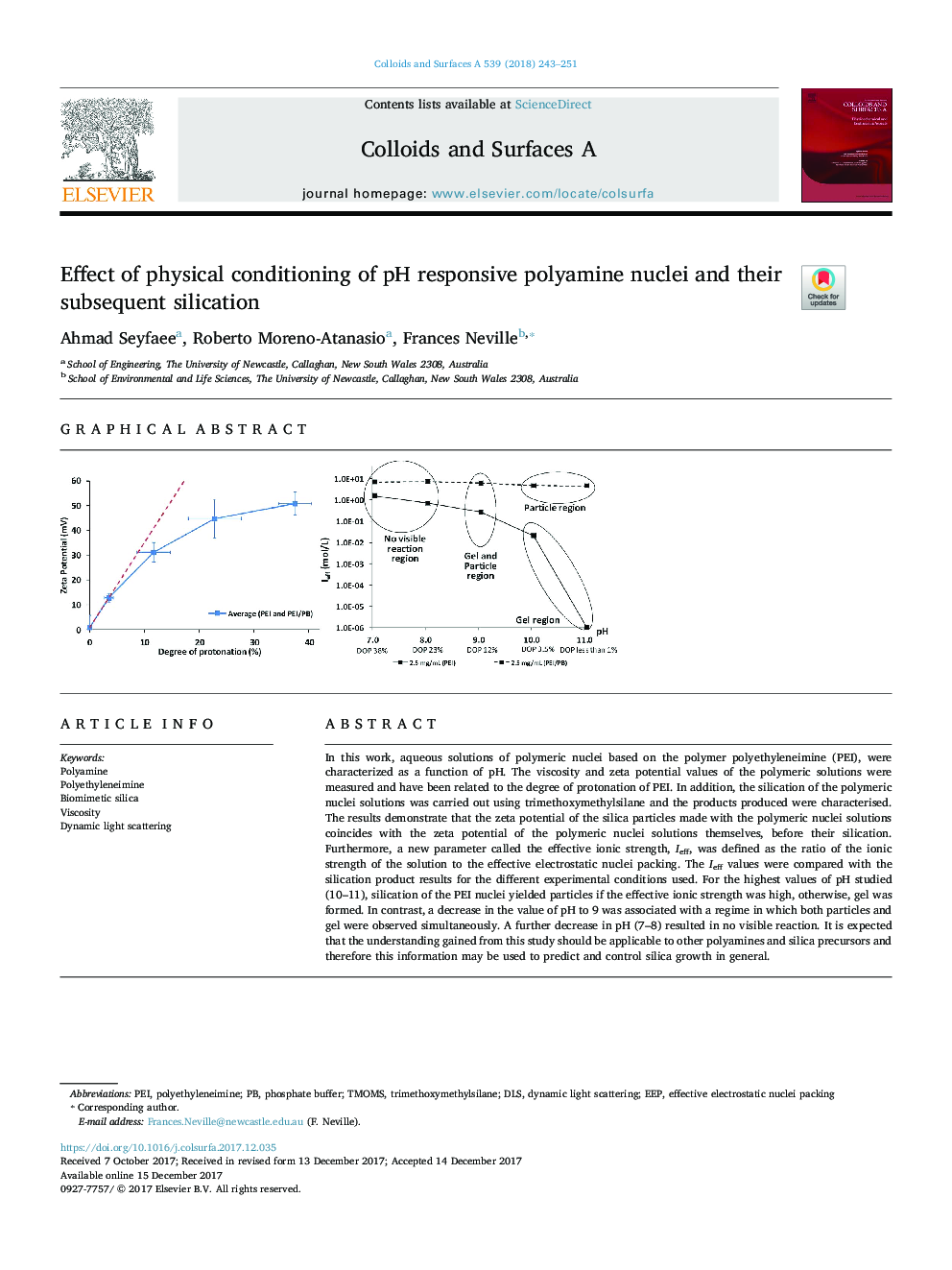 Effect of physical conditioning of pH responsive polyamine nuclei and their subsequent silication