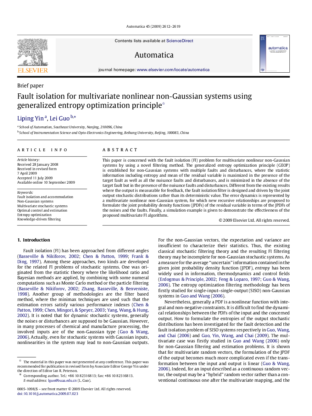 Fault isolation for multivariate nonlinear non-Gaussian systems using generalized entropy optimization principle 