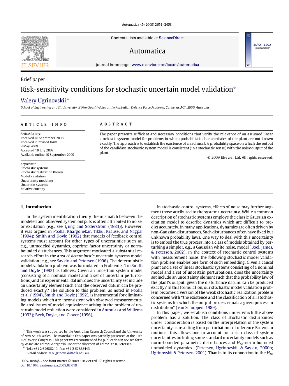 Risk-sensitivity conditions for stochastic uncertain model validation 