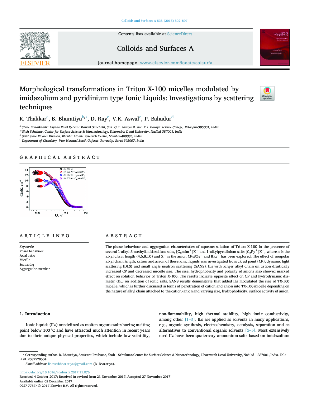 Morphological transformations in Triton X-100 micelles modulated by imidazolium and pyridinium type Ionic Liquids: Investigations by scattering techniques