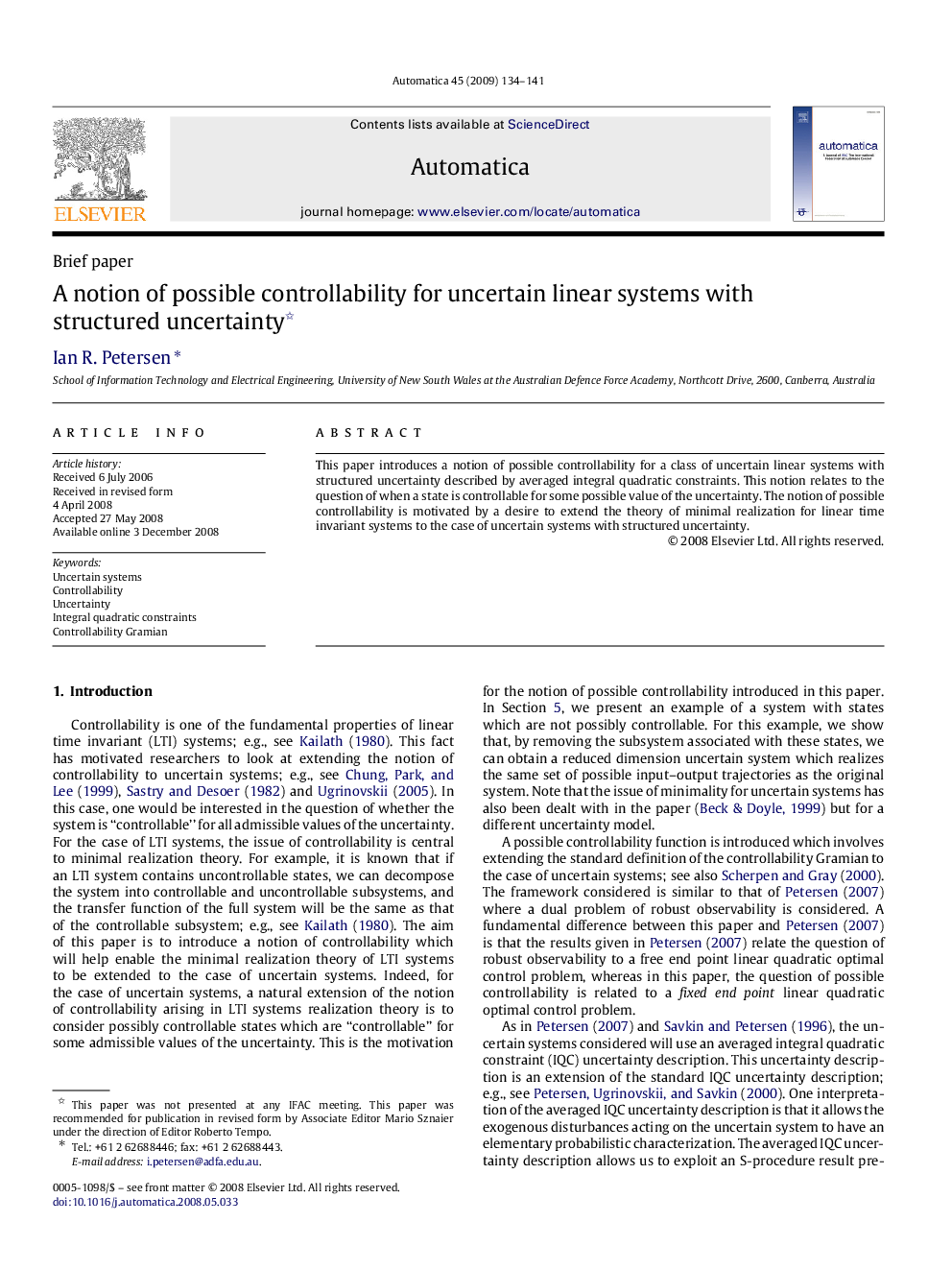 A notion of possible controllability for uncertain linear systems with structured uncertainty