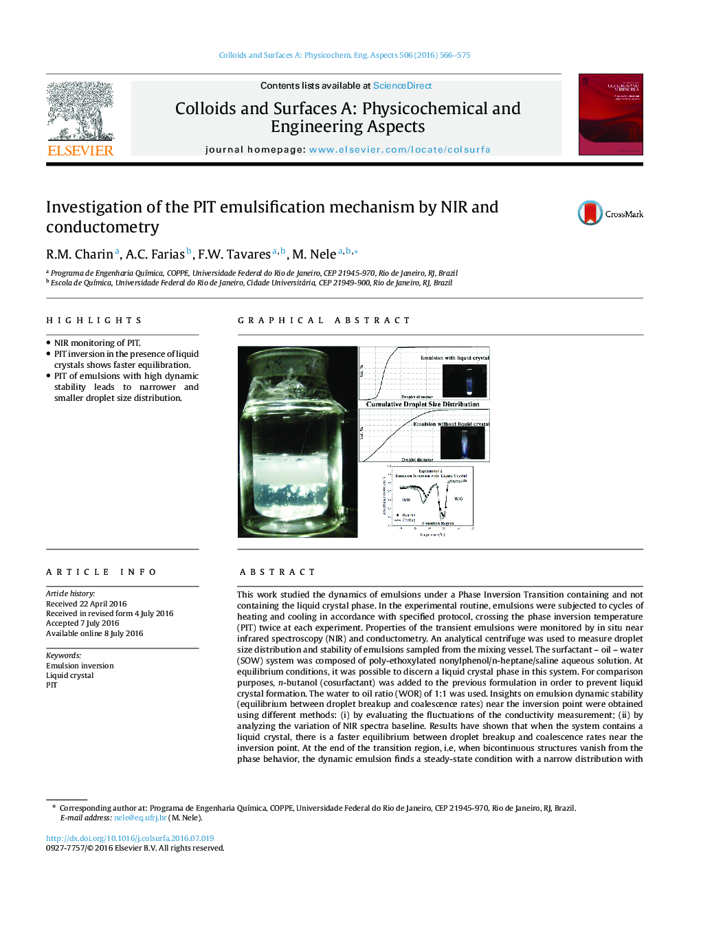 Investigation of the PIT emulsification mechanism by NIR and conductometry