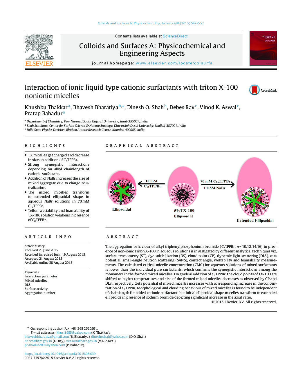 Interaction of ionic liquid type cationic surfactants with triton X-100 nonionic micelles