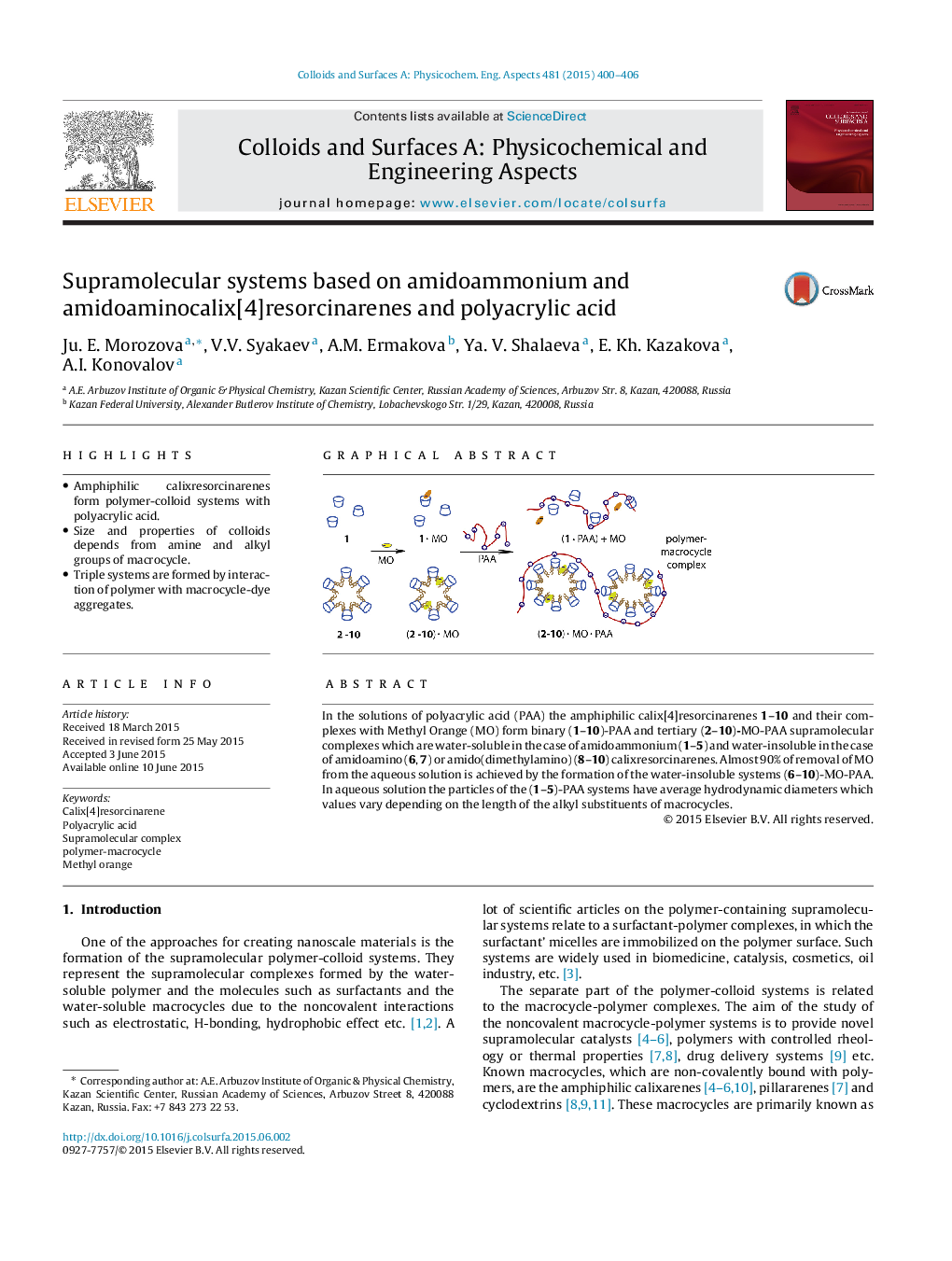 Supramolecular systems based on amidoammonium and amidoaminocalix[4]resorcinarenes and polyacrylic acid