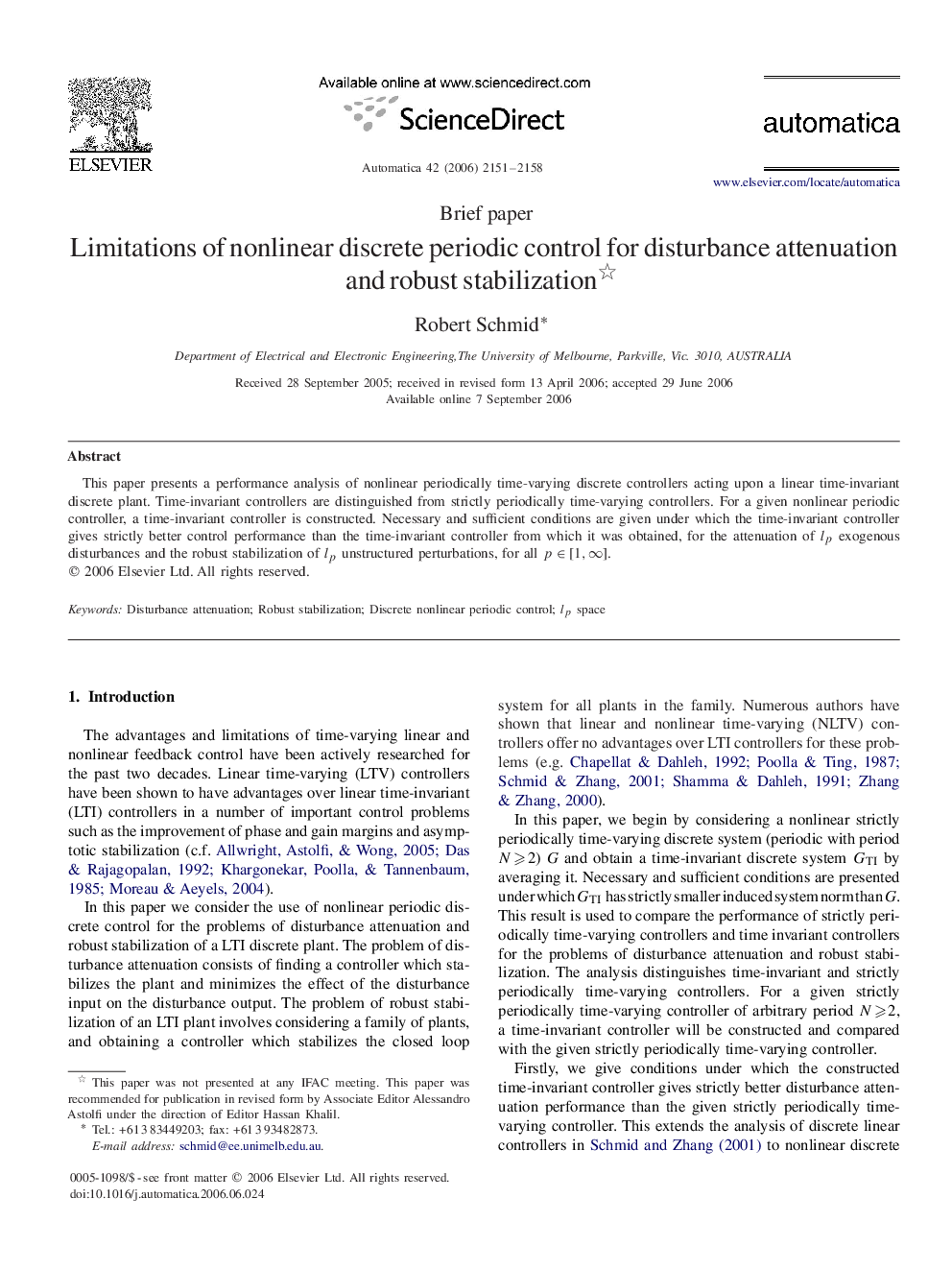 Limitations of nonlinear discrete periodic control for disturbance attenuation and robust stabilization