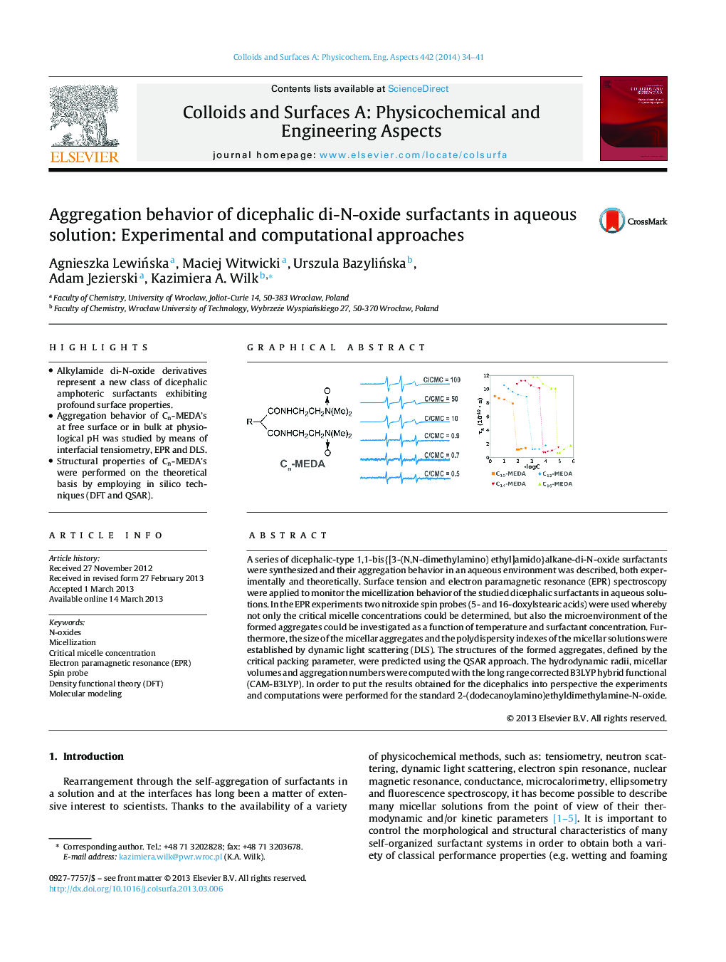 Aggregation behavior of dicephalic di-N-oxide surfactants in aqueous solution: Experimental and computational approaches