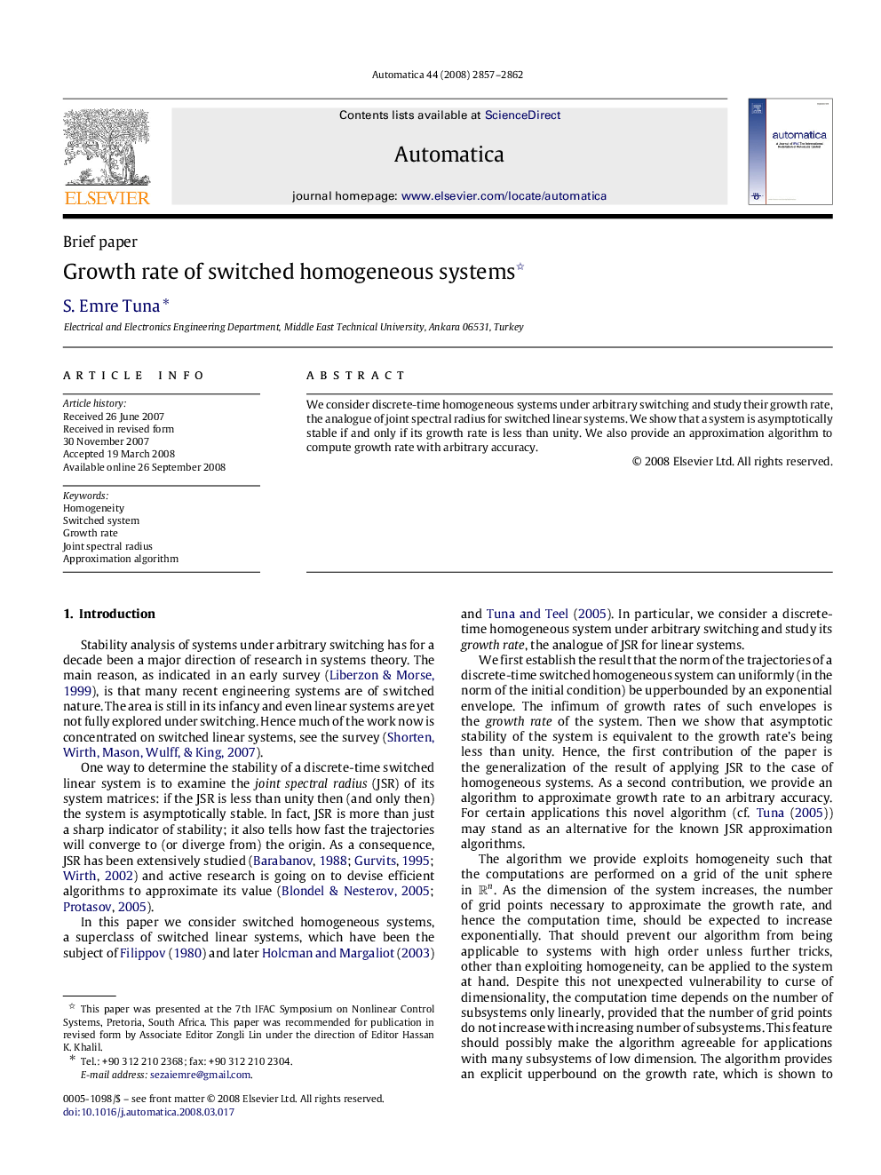 Growth rate of switched homogeneous systems 