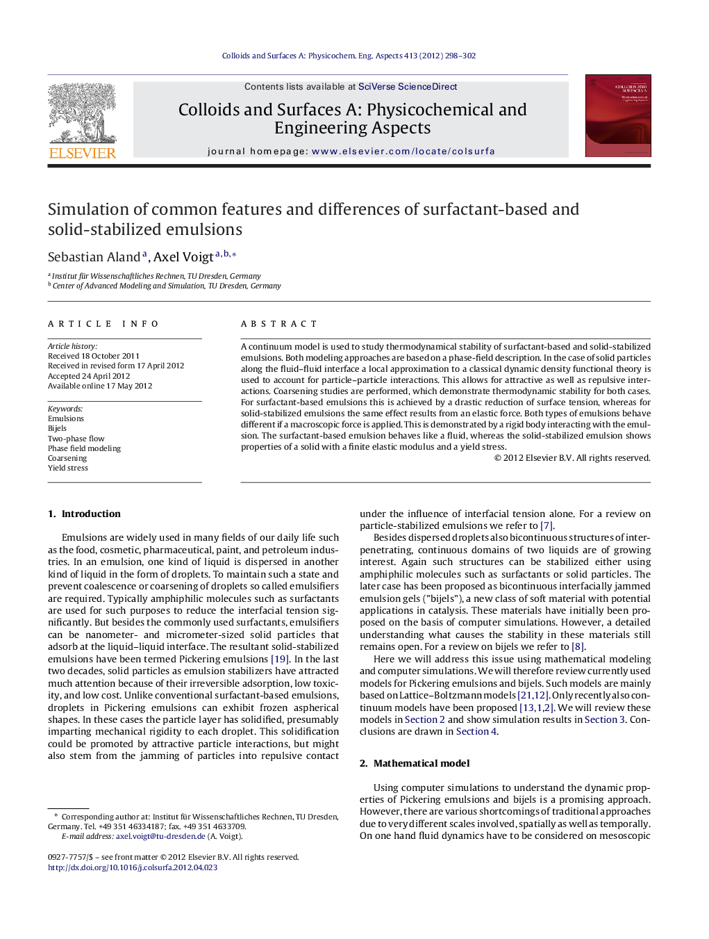 Simulation of common features and differences of surfactant-based and solid-stabilized emulsions