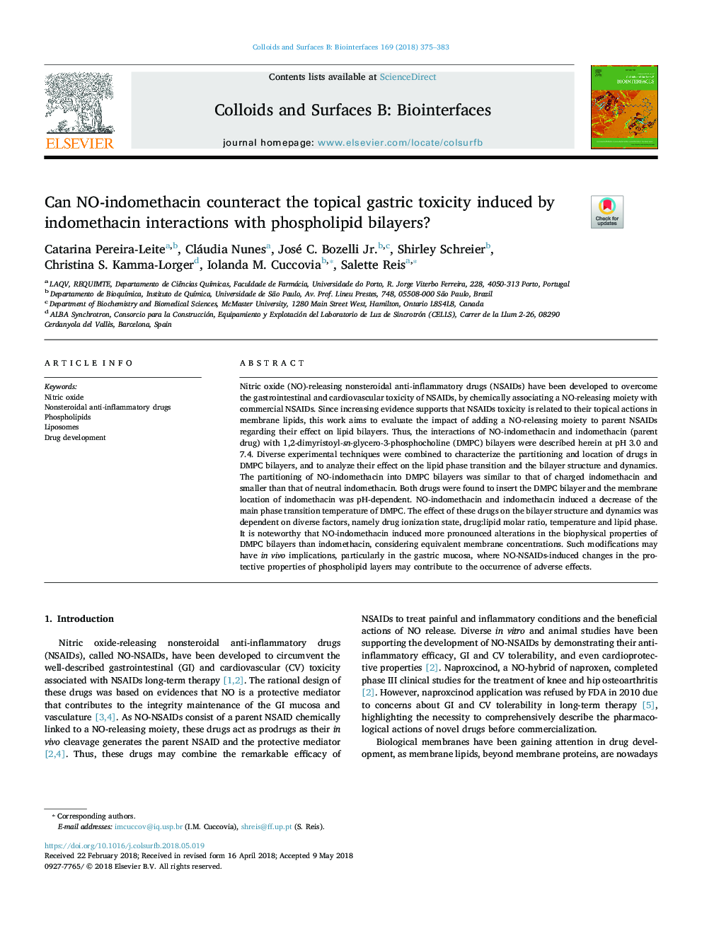 Can NO-indomethacin counteract the topical gastric toxicity induced by indomethacin interactions with phospholipid bilayers?