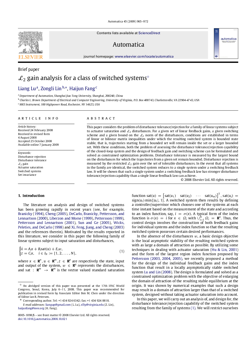 L2L2 gain analysis for a class of switched systems 