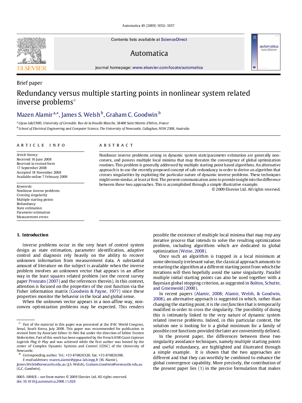 Redundancy versus multiple starting points in nonlinear system related inverse problems 