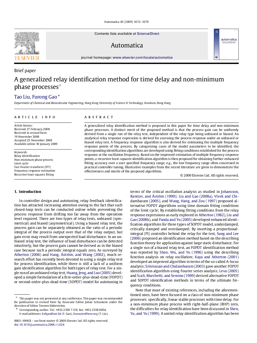 A generalized relay identification method for time delay and non-minimum phase processes 