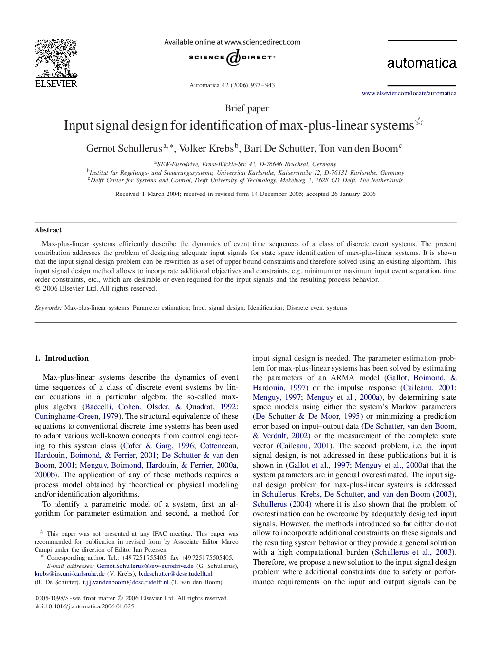 Input signal design for identification of max-plus-linear systems