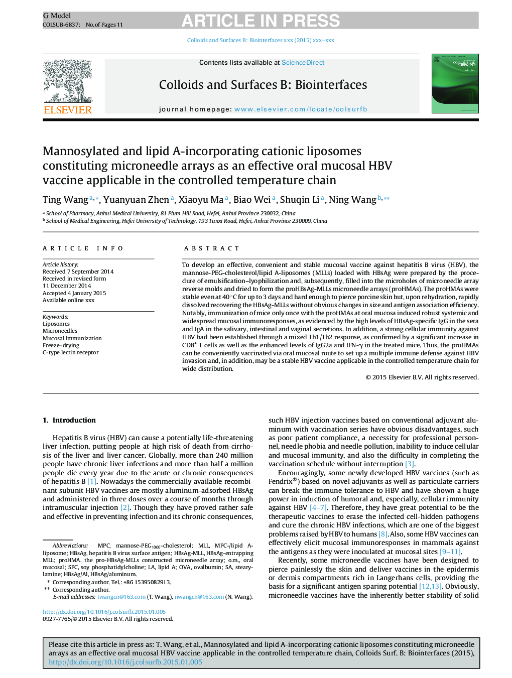 Mannosylated and lipid A-incorporating cationic liposomes constituting microneedle arrays as an effective oral mucosal HBV vaccine applicable in the controlled temperature chain