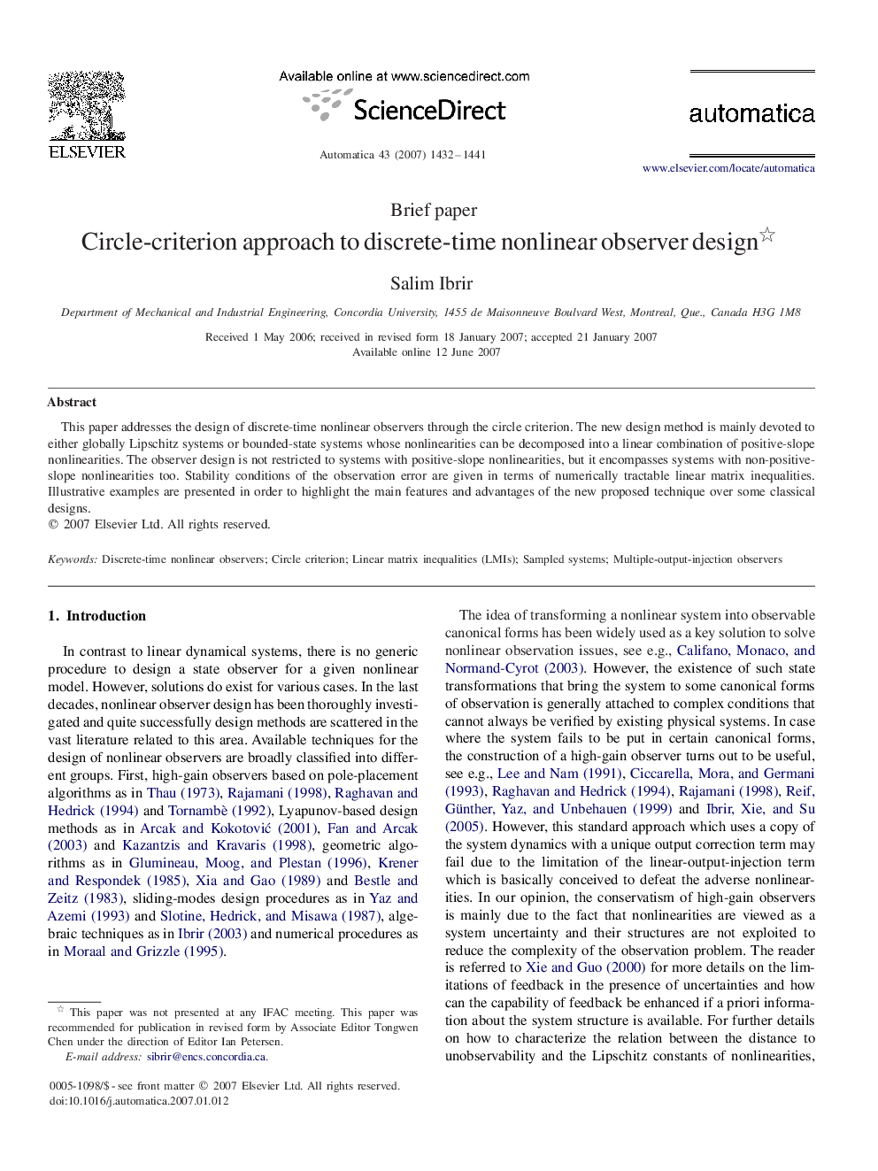 Circle-criterion approach to discrete-time nonlinear observer design 