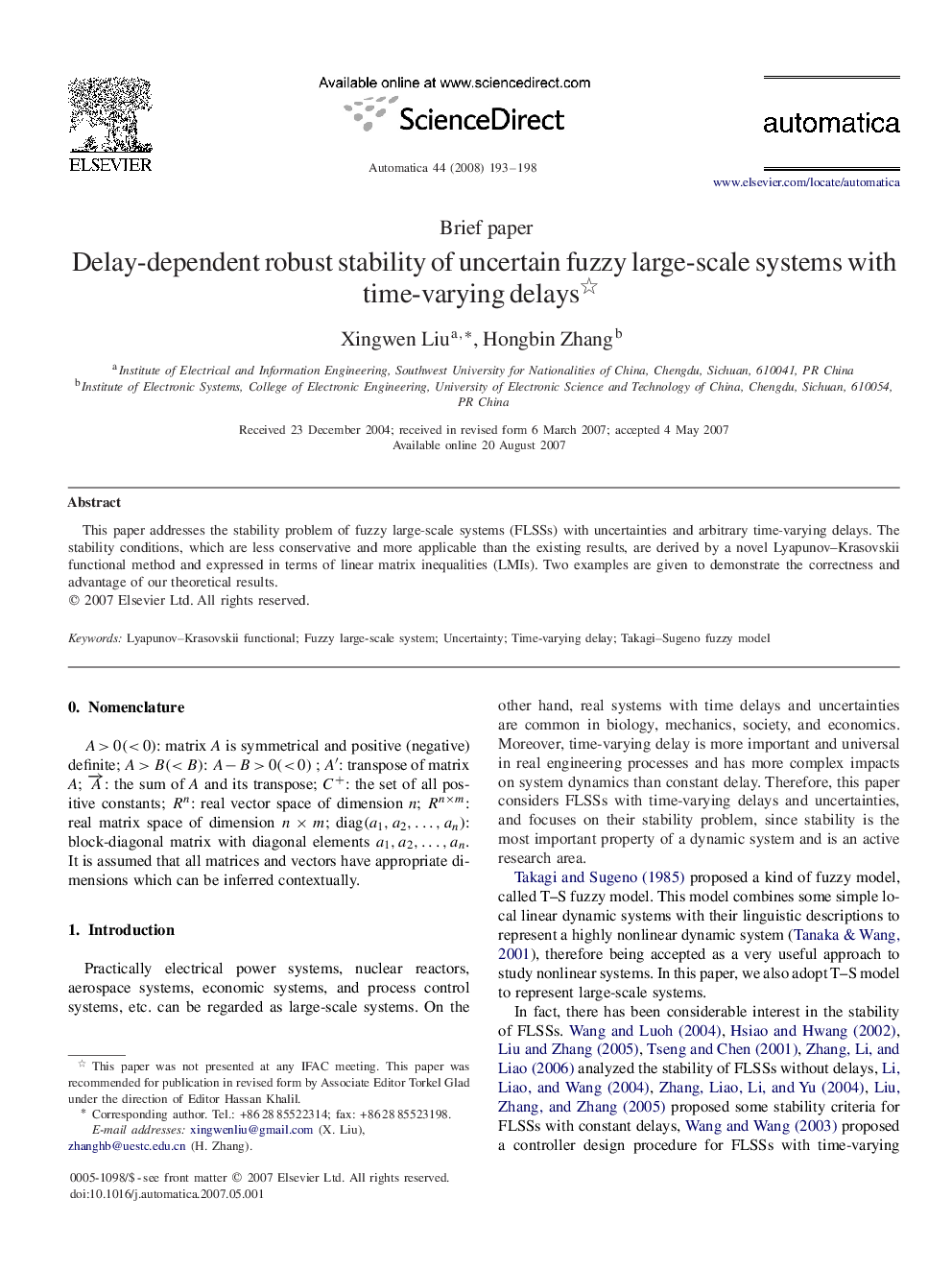 Delay-dependent robust stability of uncertain fuzzy large-scale systems with time-varying delays 