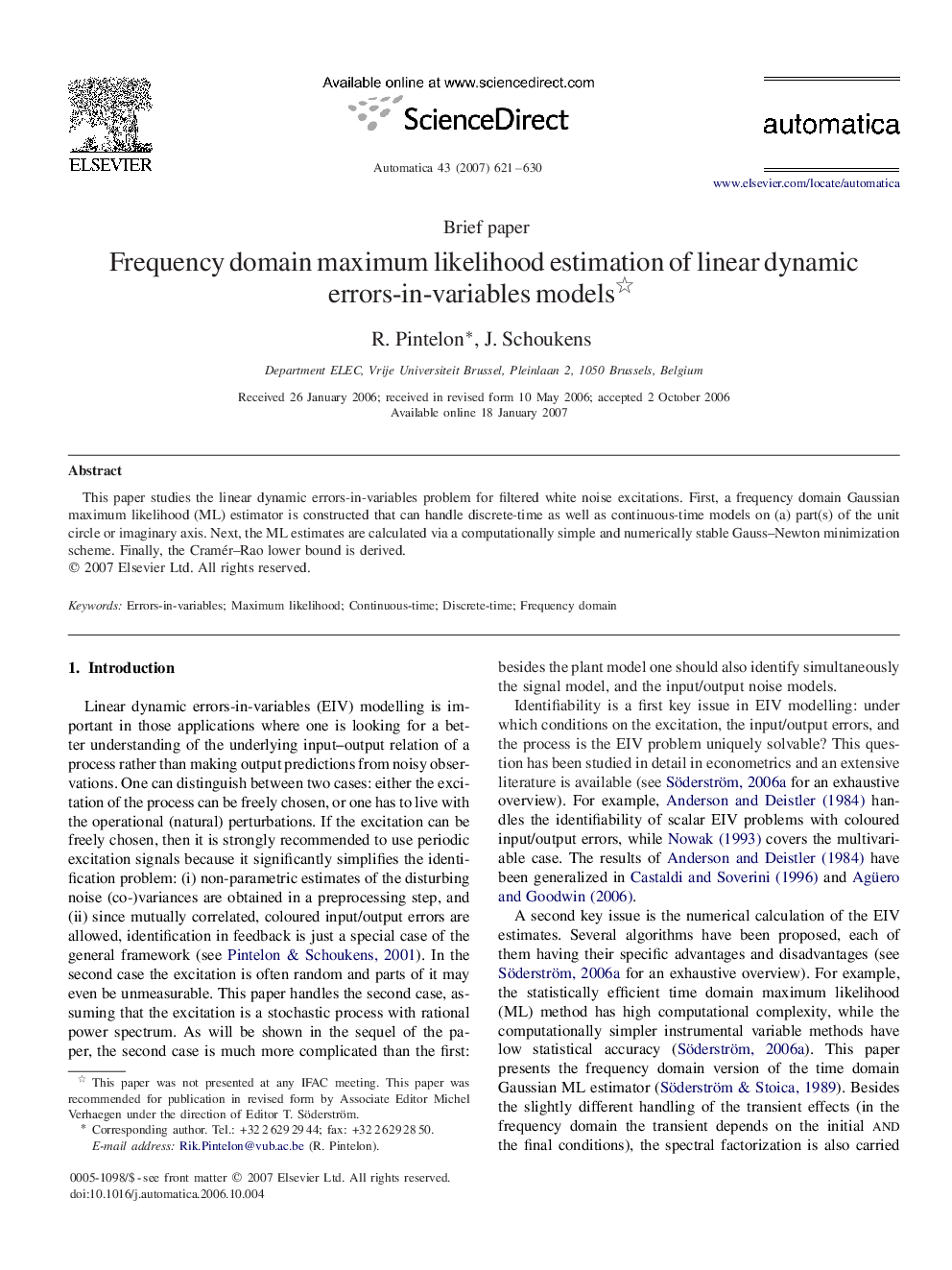 Frequency domain maximum likelihood estimation of linear dynamic errors-in-variables models 