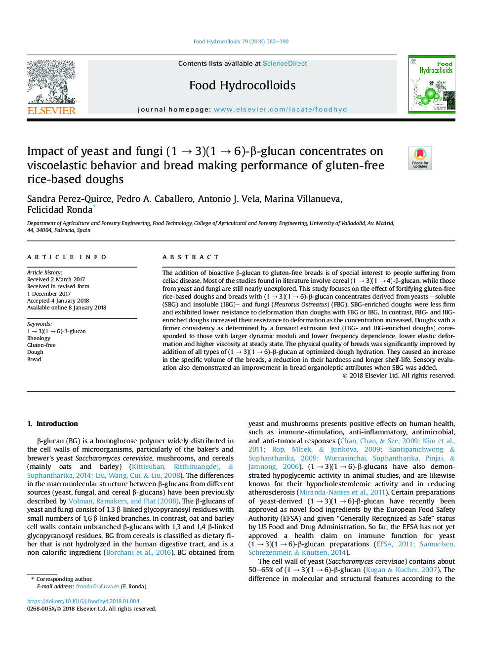 Impact of yeast and fungi (1â¯ââ¯3)(1â¯ââ¯6)-Î²-glucan concentrates on viscoelastic behavior and bread making performance of gluten-free rice-based doughs