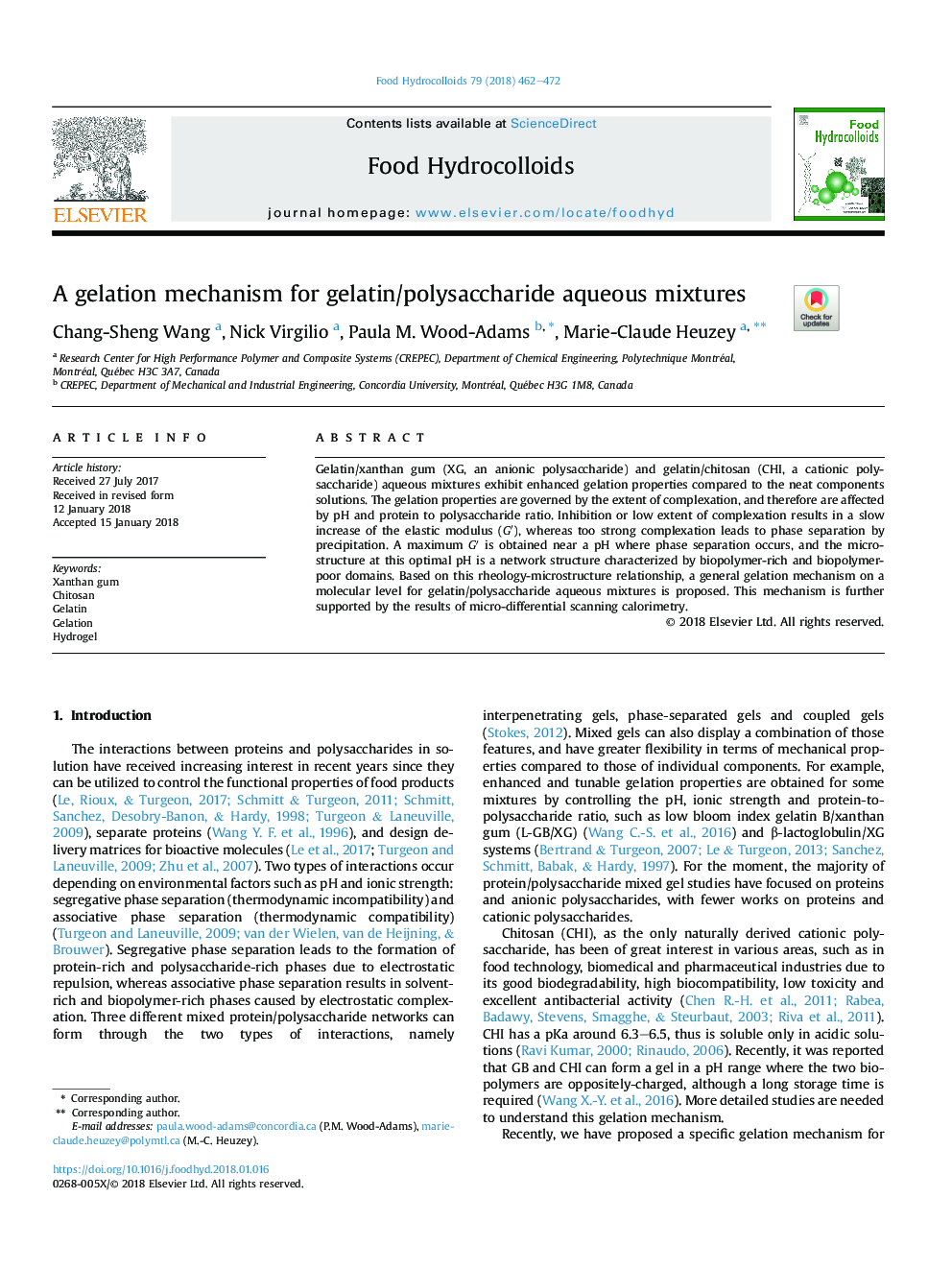 مکانیسم ژله ای برای مخلوط های آب آبی ژلاتین / پلی ساکارید 