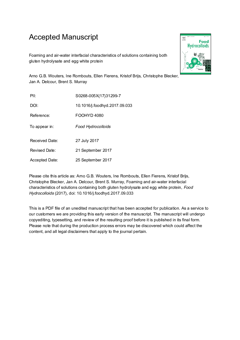 Foaming and air-water interfacial characteristics of solutions containing both gluten hydrolysate and egg white protein