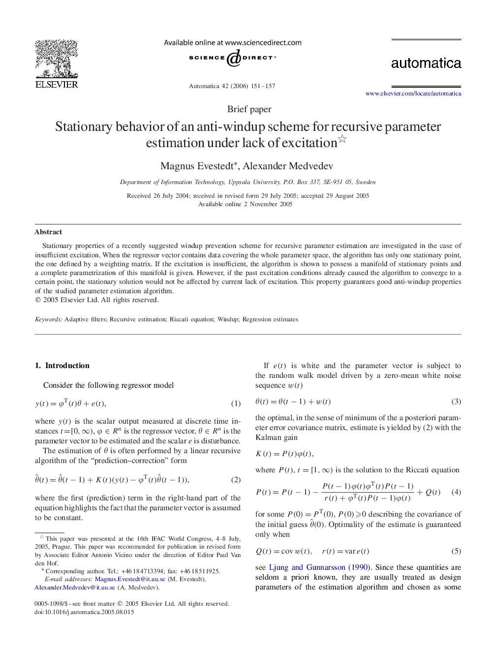 Stationary behavior of an anti-windup scheme for recursive parameter estimation under lack of excitation 