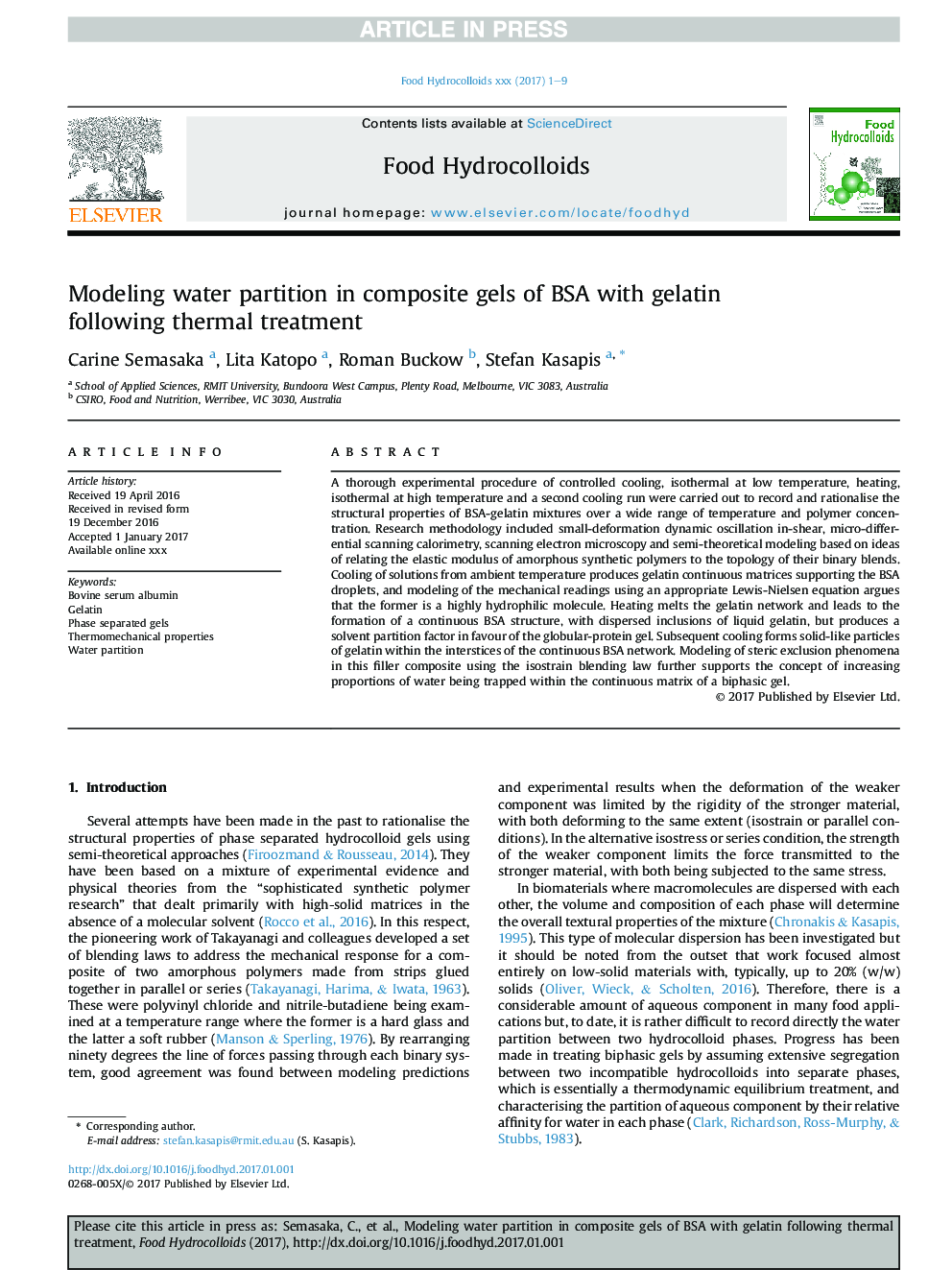 Modeling water partition in composite gels of BSA with gelatin following thermal treatment