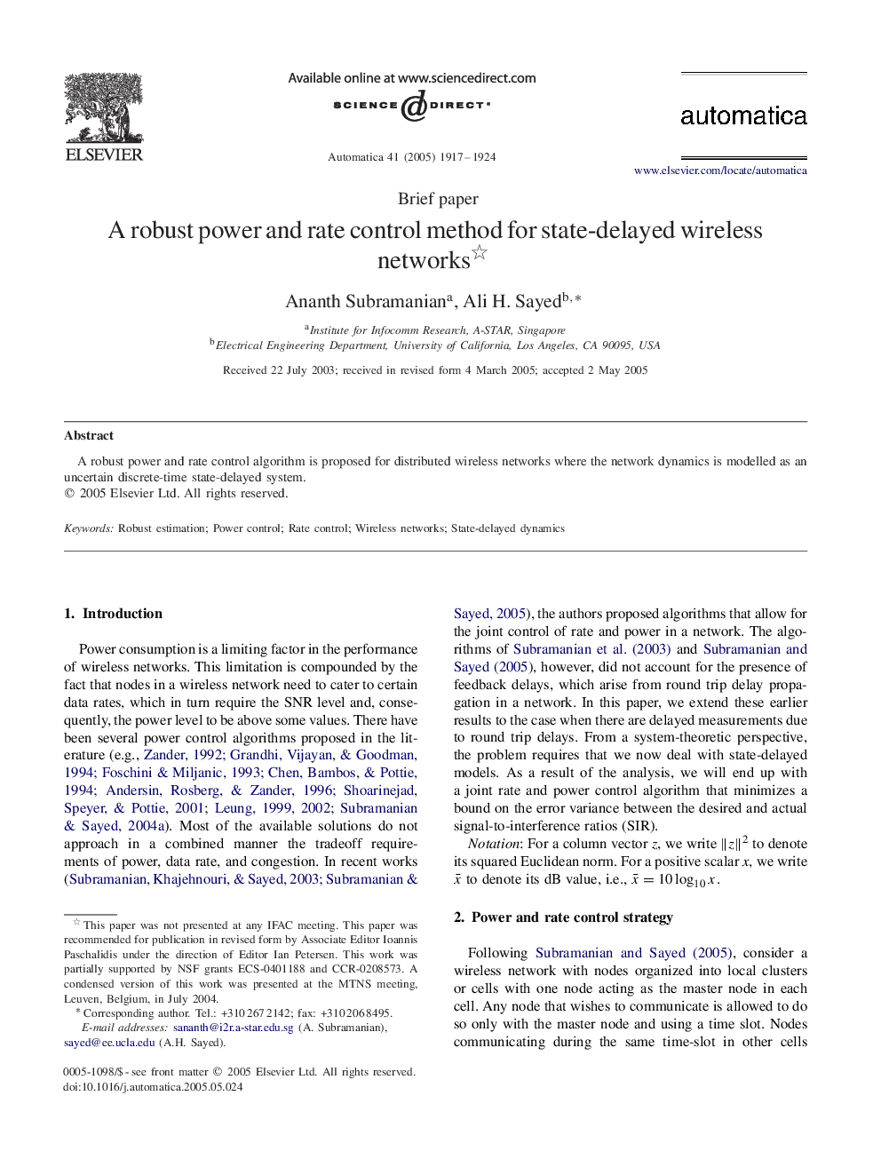 A robust power and rate control method for state-delayed wireless networks 