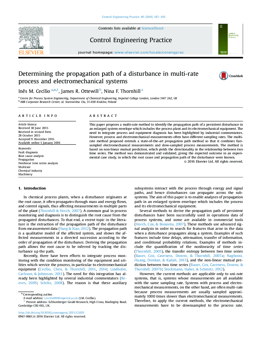 Determining the propagation path of a disturbance in multi-rate process and electromechanical systems