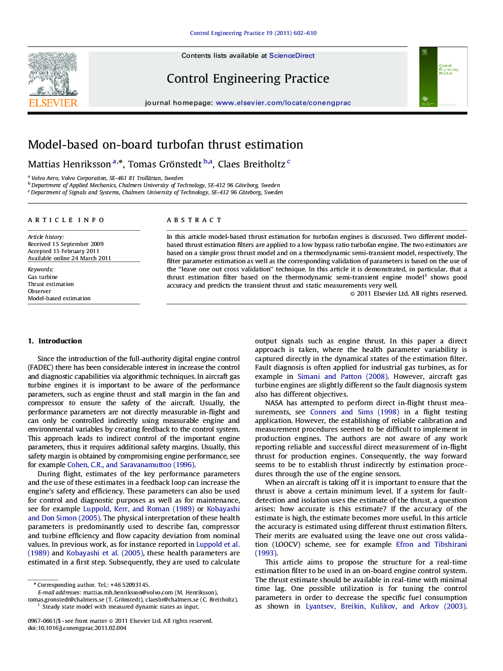 Model-based on-board turbofan thrust estimation