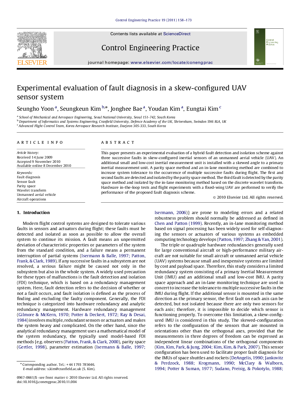 Experimental evaluation of fault diagnosis in a skew-configured UAV sensor system