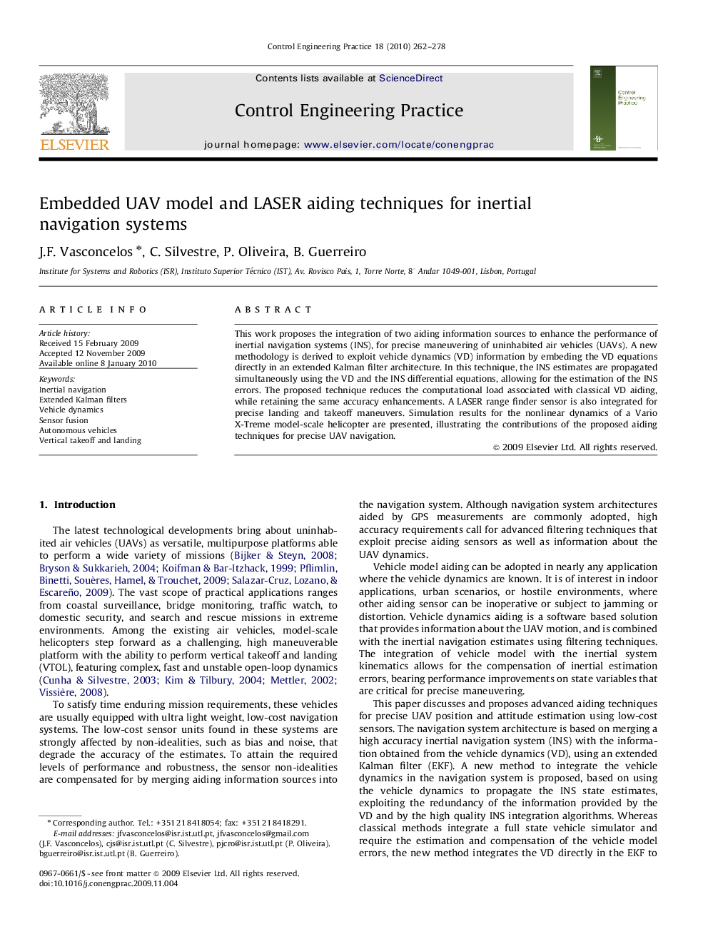 Embedded UAV model and LASER aiding techniques for inertial navigation systems