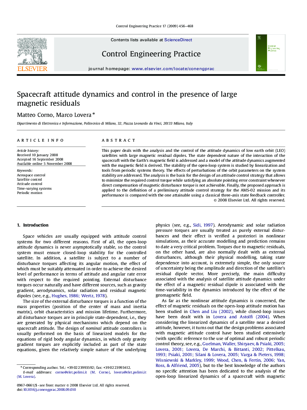 Spacecraft attitude dynamics and control in the presence of large magnetic residuals