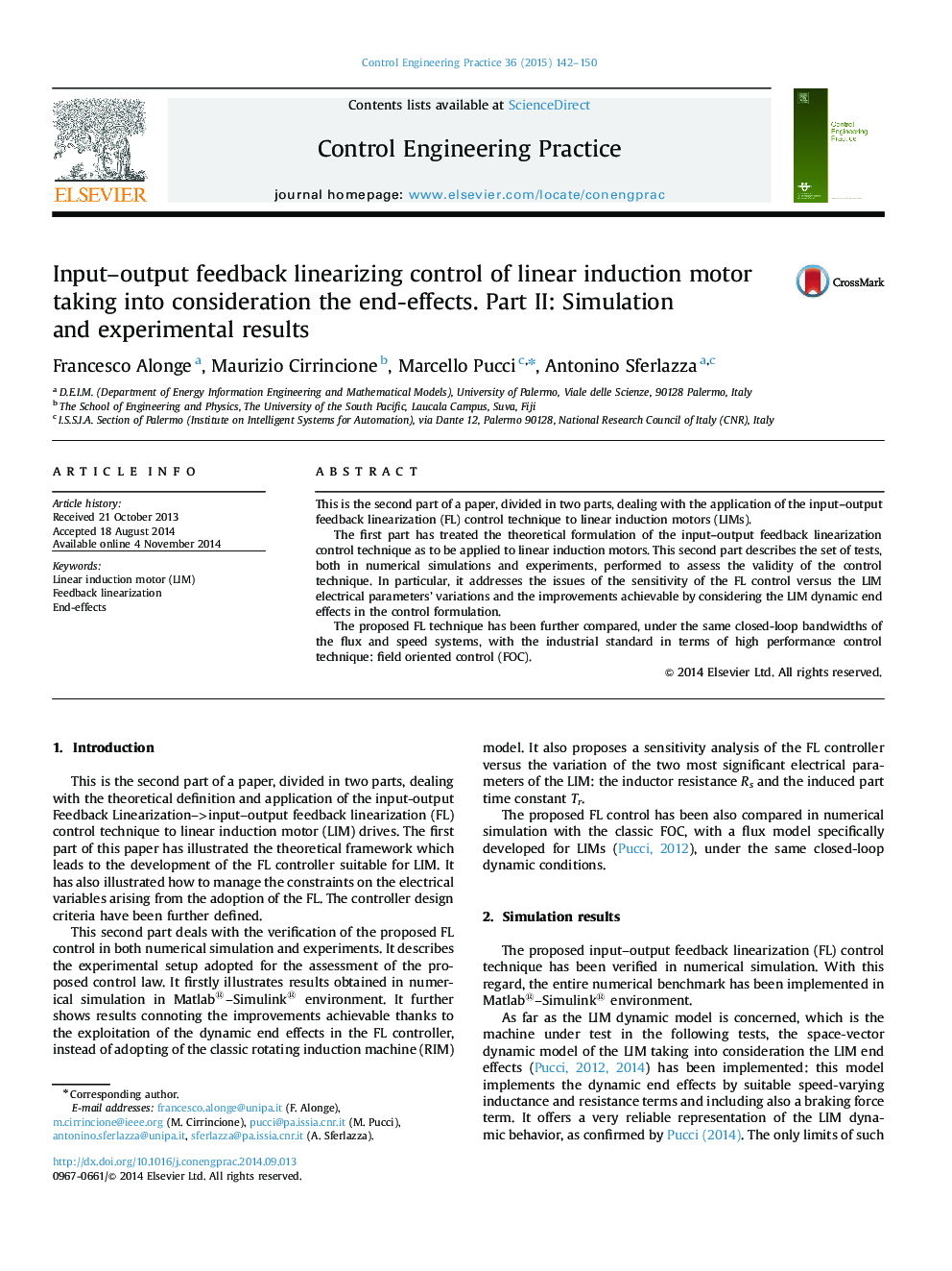 Input–output feedback linearizing control of linear induction motor taking into consideration the end-effects. Part II: Simulation and experimental results