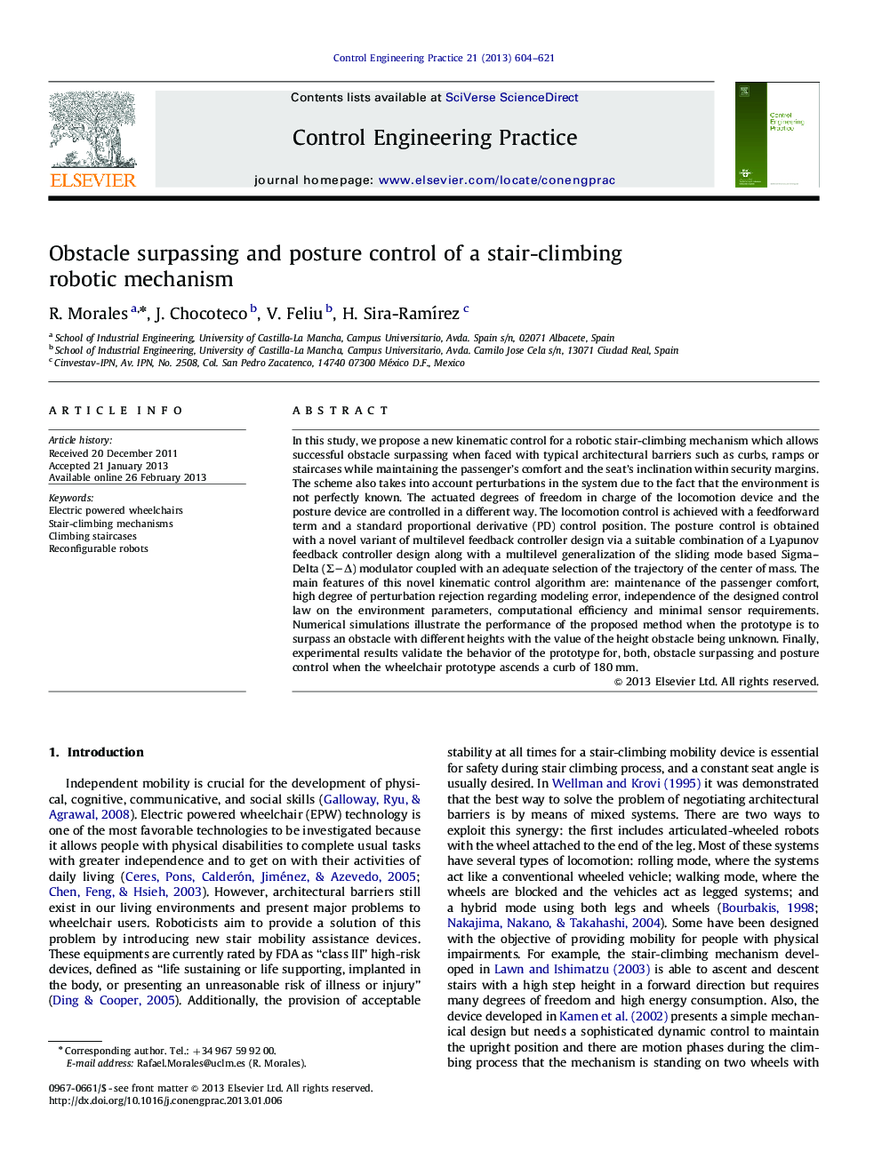 Obstacle surpassing and posture control of a stair-climbing robotic mechanism