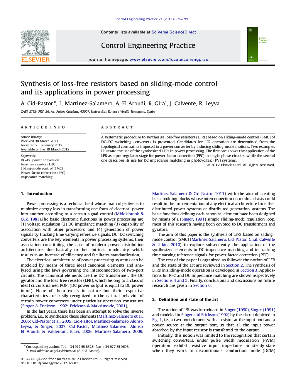 Synthesis of loss-free resistors based on sliding-mode control and its applications in power processing