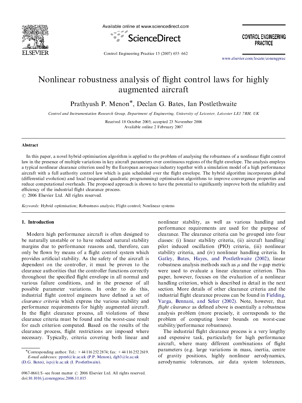 Nonlinear robustness analysis of flight control laws for highly augmented aircraft