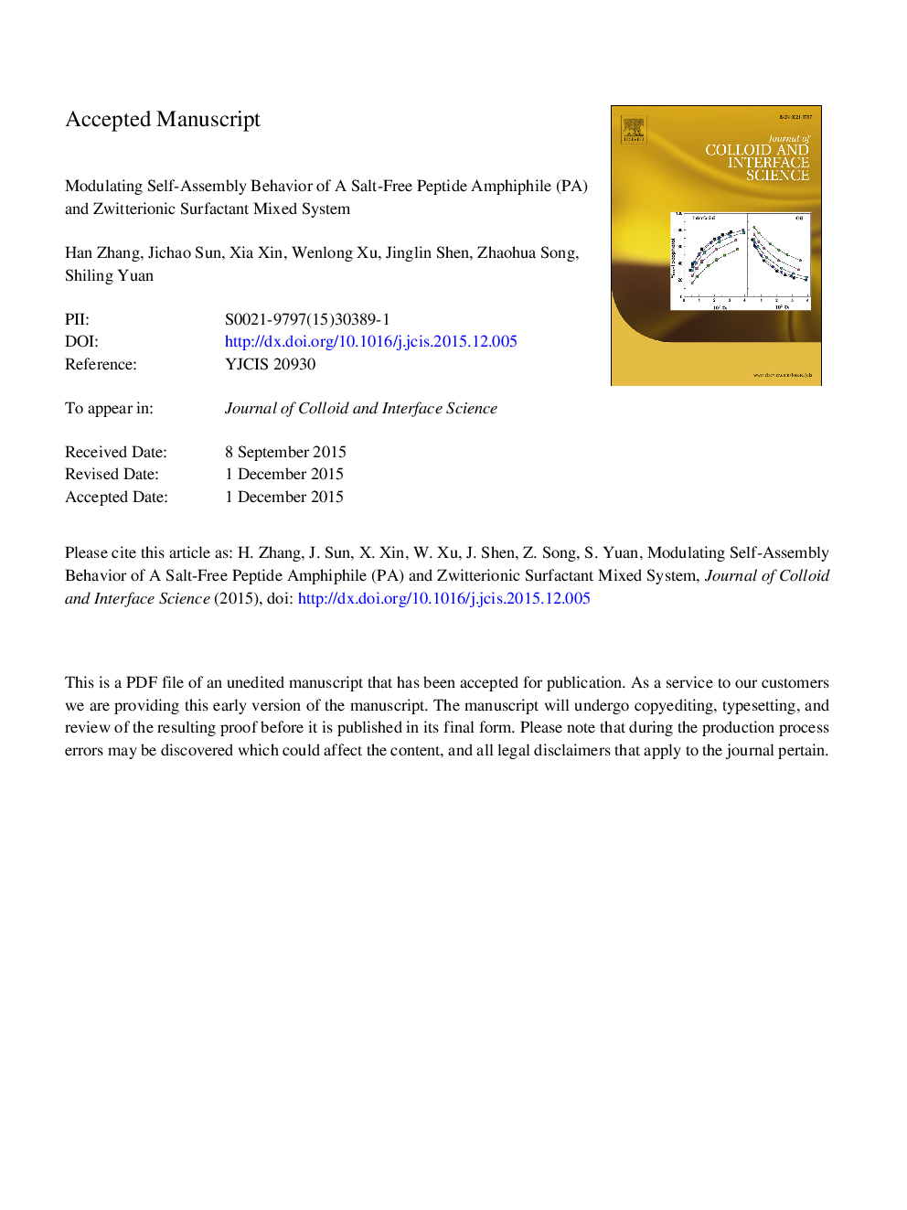 Modulating self-assembly behavior of a salt-free peptide amphiphile (PA) and zwitterionic surfactant mixed system