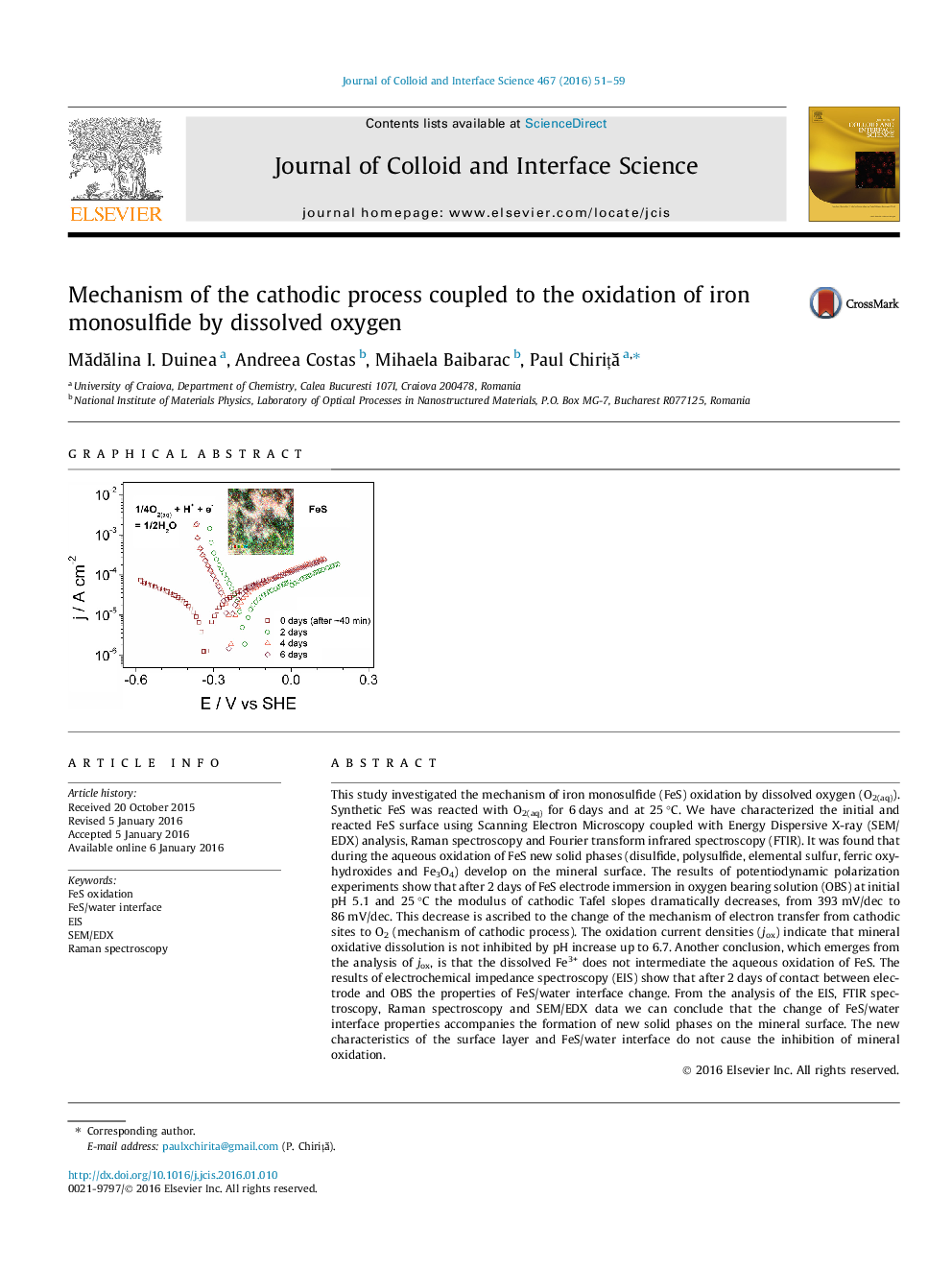 Mechanism of the cathodic process coupled to the oxidation of iron monosulfide by dissolved oxygen