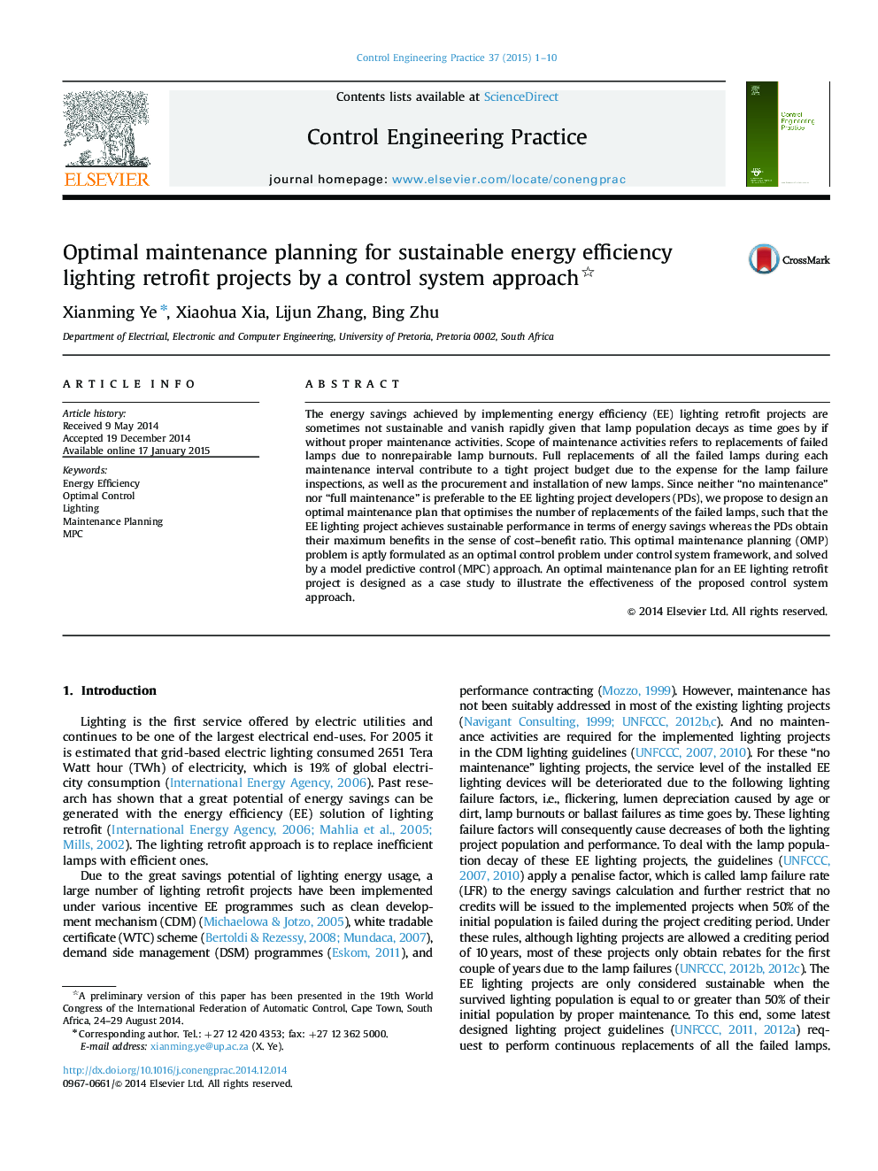 Optimal maintenance planning for sustainable energy efficiency lighting retrofit projects by a control system approach 