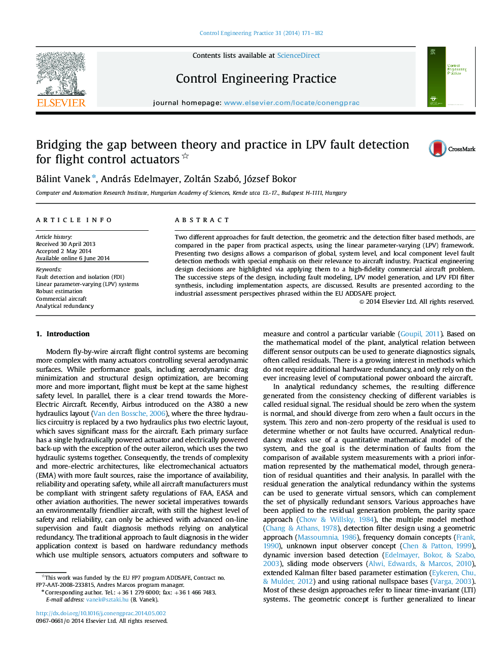 Bridging the gap between theory and practice in LPV fault detection for flight control actuators 