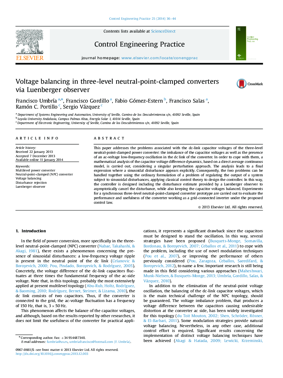 Voltage balancing in three-level neutral-point-clamped converters via Luenberger observer