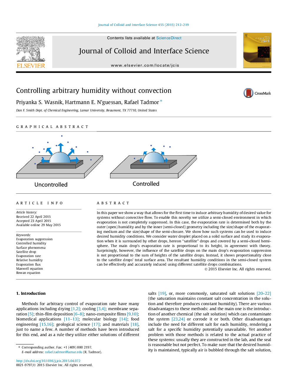 Controlling arbitrary humidity without convection