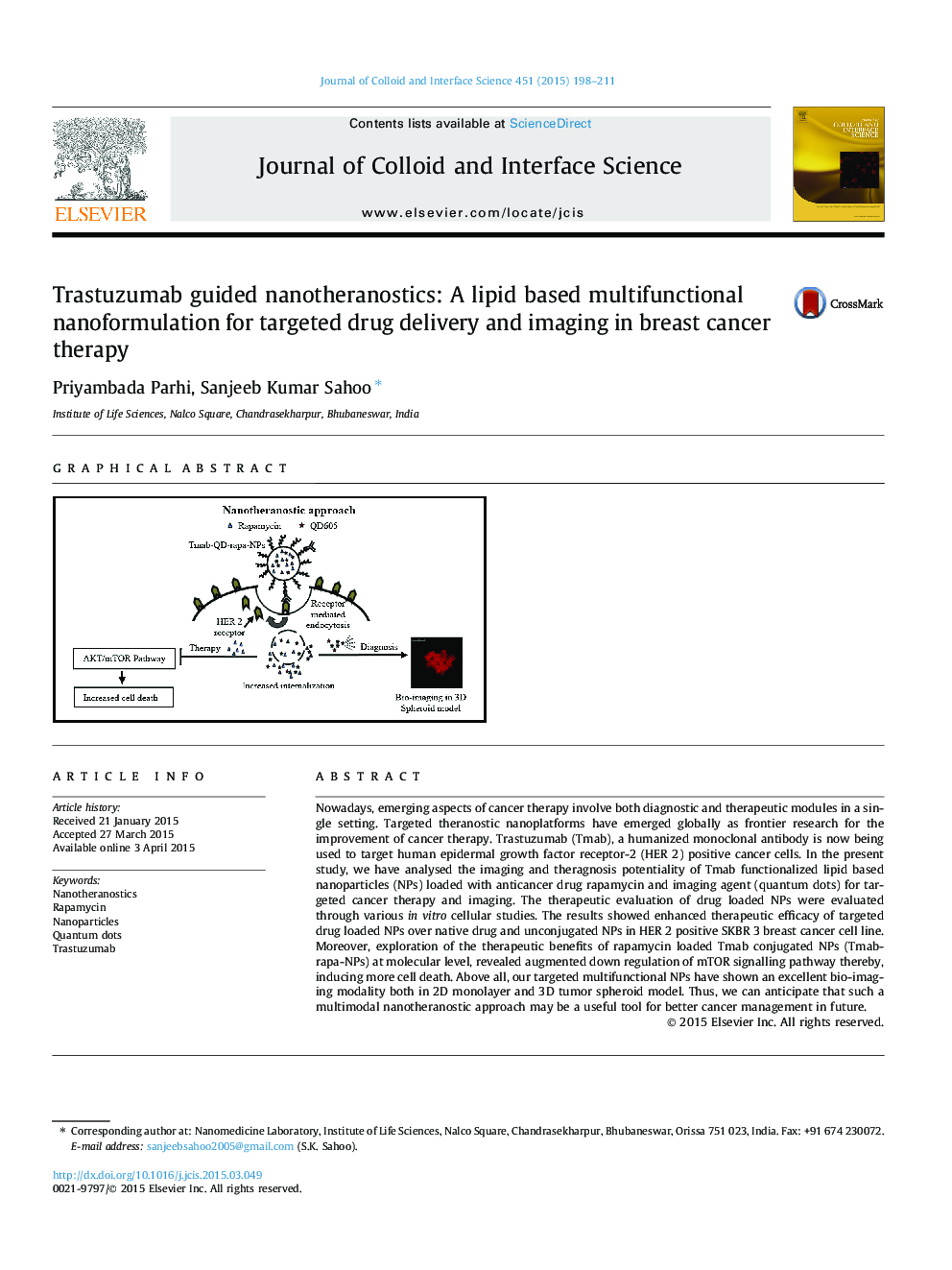 Trastuzumab guided nanotheranostics: A lipid based multifunctional nanoformulation for targeted drug delivery and imaging in breast cancer therapy