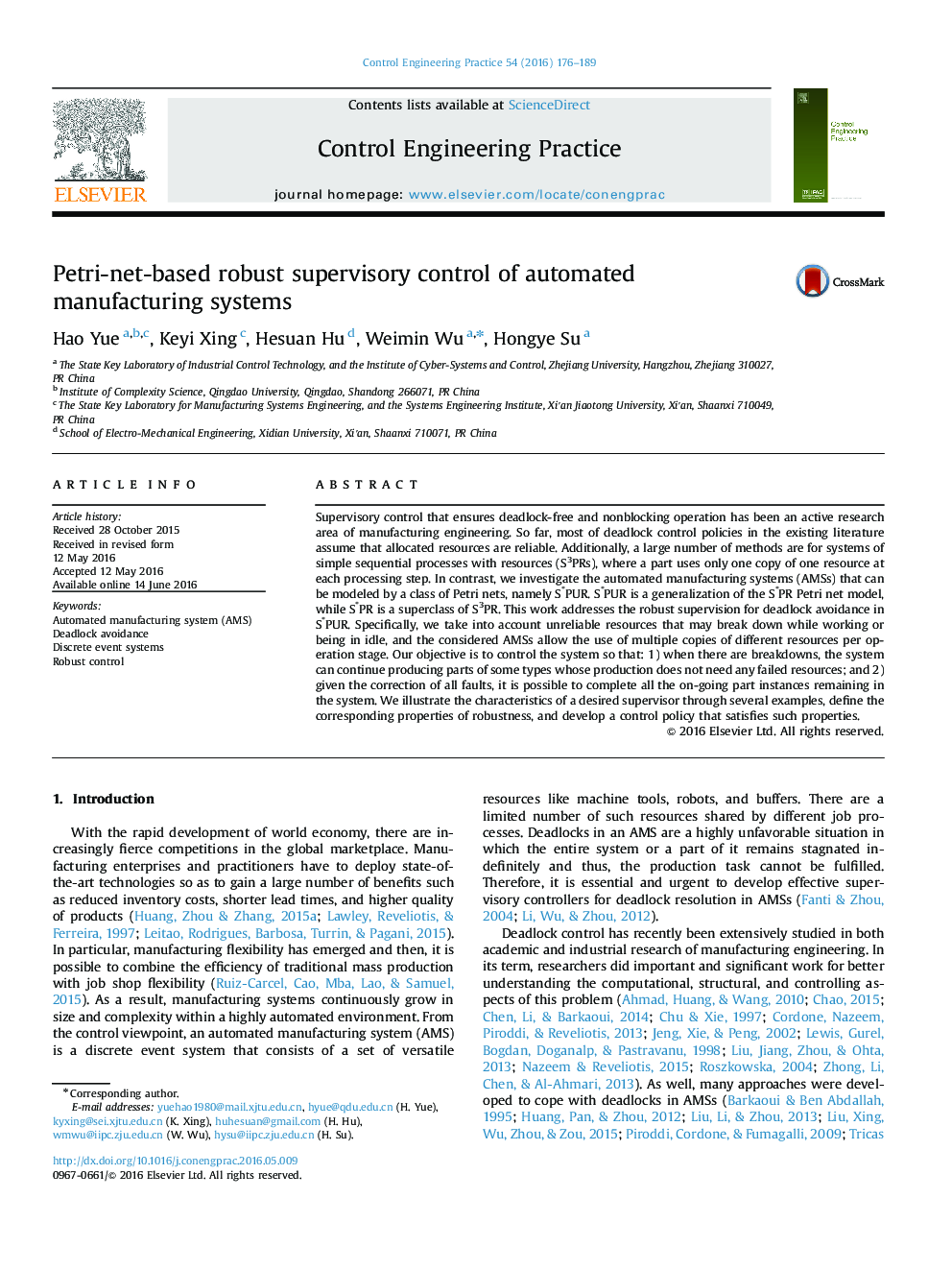 Petri-net-based robust supervisory control of automated manufacturing systems