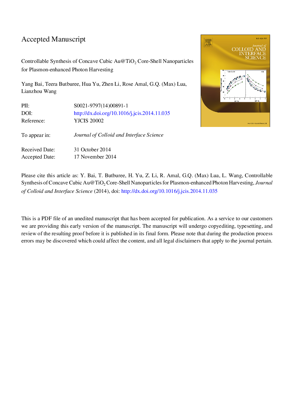 Controllable synthesis of concave cubic gold core-shell nanoparticles for plasmon-enhanced photon harvesting