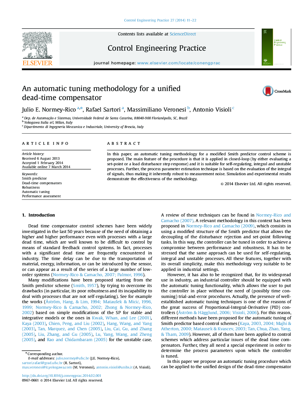 An automatic tuning methodology for a unified dead-time compensator